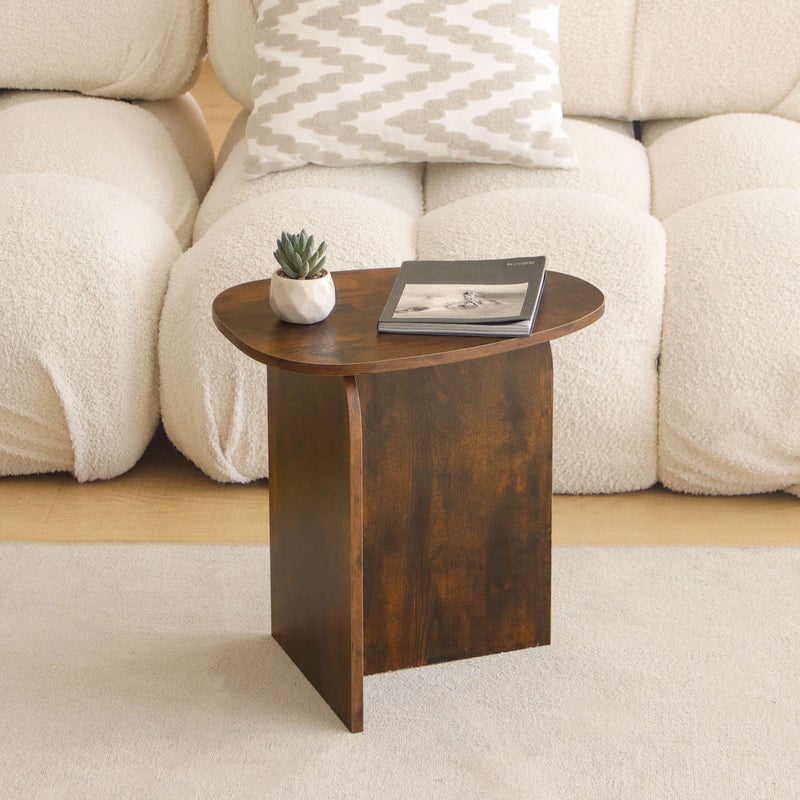AWASEN Side Table, Small Triangle End Table Living Room, Modern Accent Table with Unique Tabletop, Mini Bedside Table for Small Spaces, Rustic Brown - Image 2
