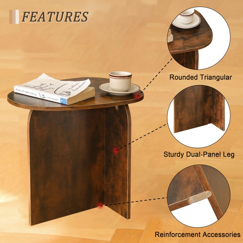 AWASEN Side Table, Small Triangle End Table Living Room, Modern Accent Table with Unique Tabletop, Mini Bedside Table for Small Spaces, Rustic Brown - Image 5