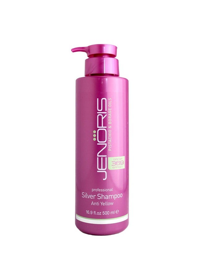 Jenoris - Silver Shampoo 16.9 Fl.Oz Professional Haircare Products; Purple Shampoo Healing Formula Prevents Discoloring For Blonde Grey Or Lightened Hair. Sulfate Free & Pistachio Oil Infused - Image 1