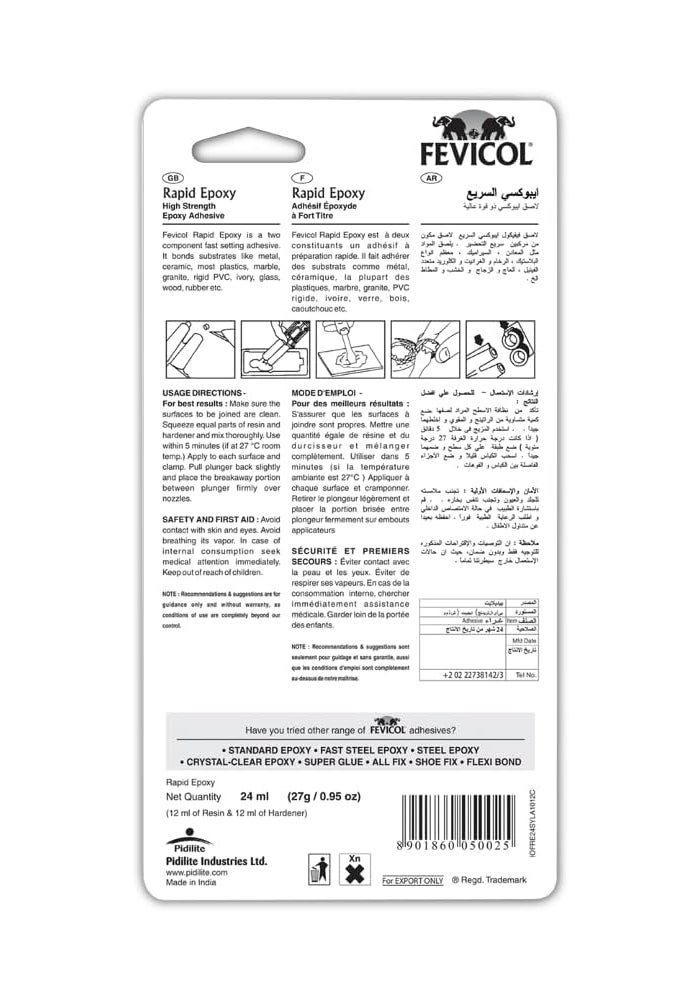 Fevicol Rapid Epoxy Adhesive - High Strength Two-Component Fast-Setting Adhesive, 24 ml - Image 2