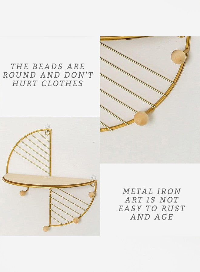 MARGOUN رف عائم مثبت على الحائط على شكل مروحة لتزيين الحائط ورفوف تخزين وحامل معدني ورف معدني مستصلح لغرفة المعيشة وغرفة النوم والحمام والمطبخ باللون الذهبي - Image 5