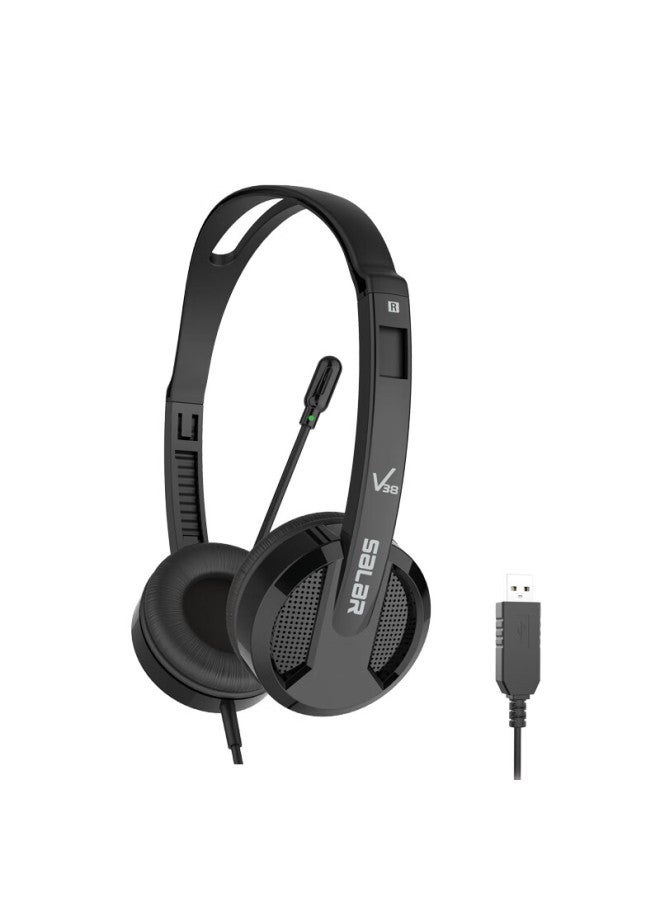 salar Shenglai V38 Laptop Headphones For English Listening, Speaking Practice, And Exam Preparation, Human-computer Dialogue, English Learning Headphones, Student Over-ear Headphones With Microphone, Usb Port, Black - Image 5
