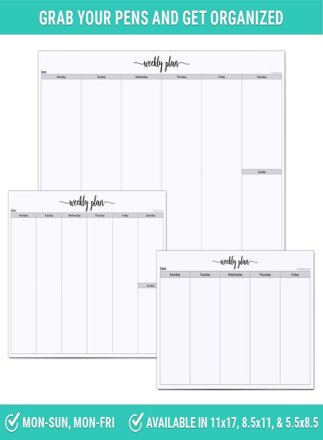 321Done Weekly Planning Notepad Landscape - 50 Sheets (8.5" x 5.5") - Horizontal Weekly Days of Week Paper Note Pad, Planner Organizing - Made in USA - Simple Script - Image 5