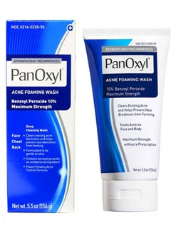 Panoxyl Benzoyl Peroxide 10% Acne Foaming Wash, Maximum Strength Antimicrobial, 5.5 oz.