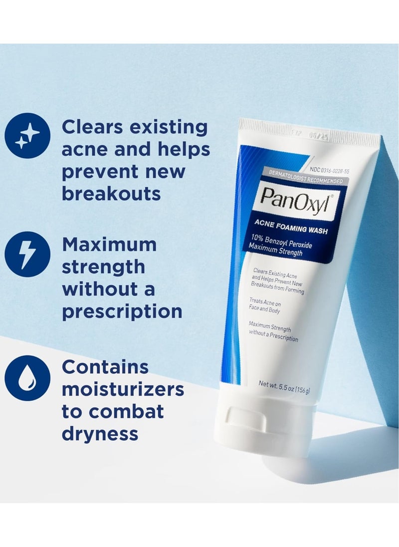 Generic - Panoxyl Benzoyl Peroxide 10% Acne Foaming Wash, Maximum Strength Antimicrobial, 5.5 oz. - Image 1
