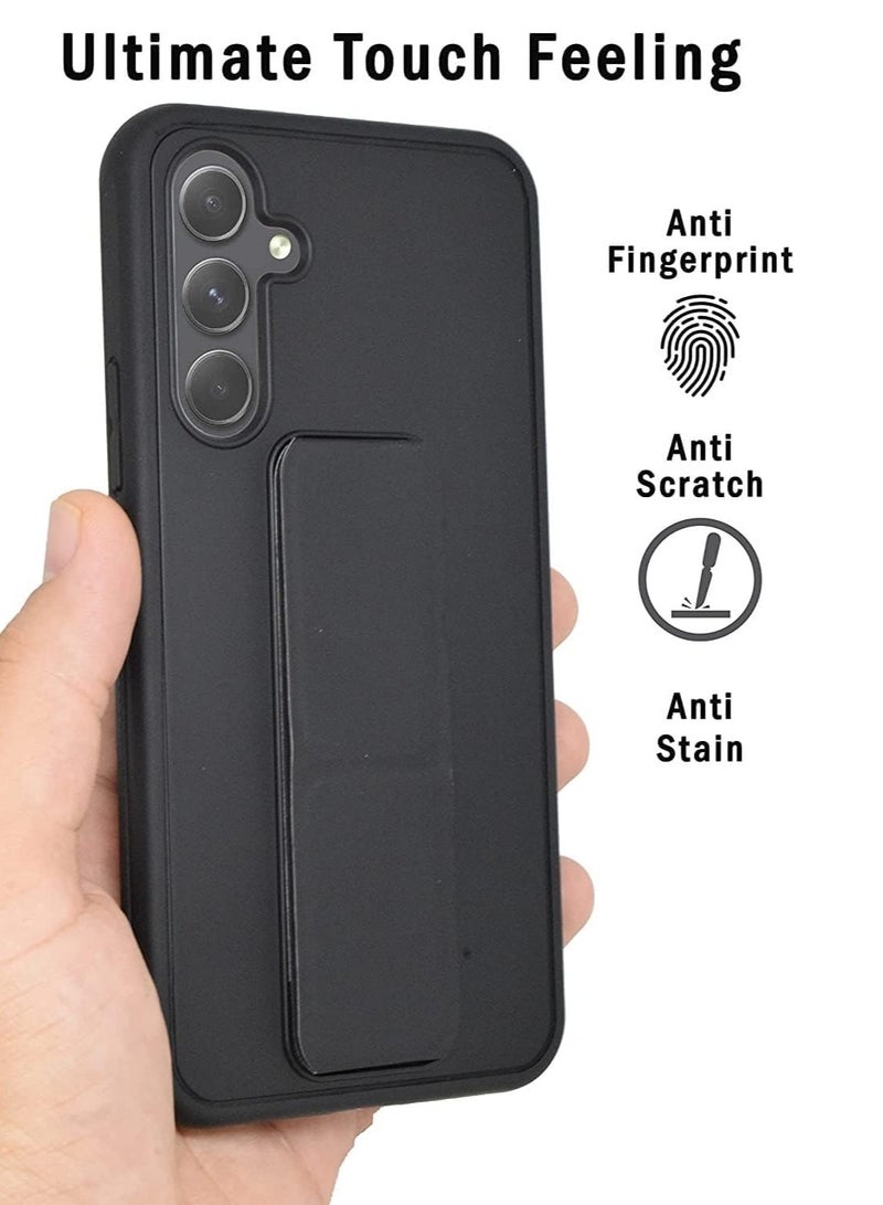 Denx Samsung Galaxy A26 Back Stand Case Magnetic Car Holder Soft Silicone Horizontal & Vertical Kickstand Cover Wrist Strap Full protection Case for Samsung Galaxy A26 (Black) - Image 2