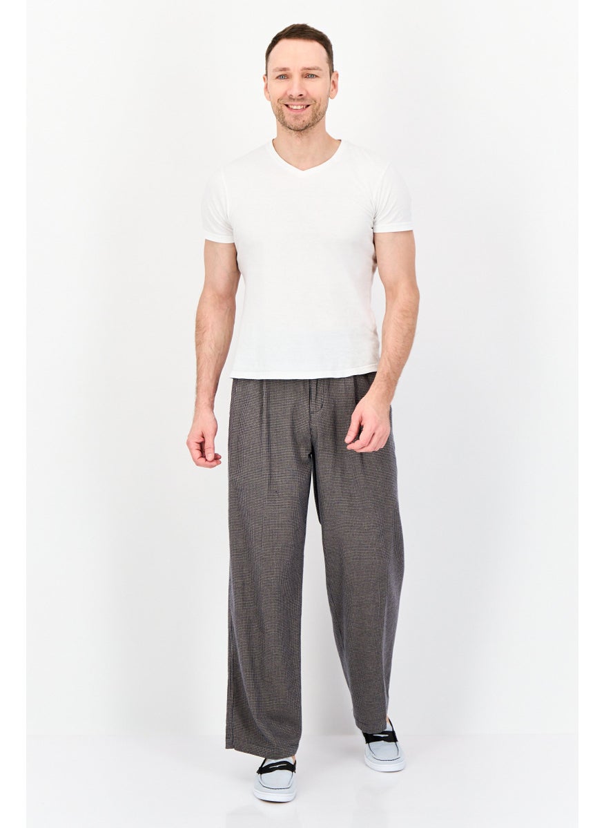 DOCKERS Men Regular Fit Textured Straight Leg Pants, Grey  - Image 3