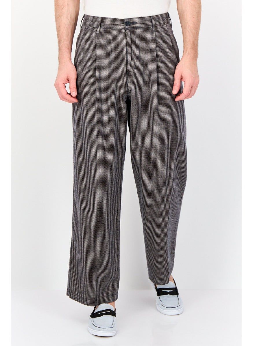 DOCKERS Men Regular Fit Textured Straight Leg Pants, Grey  - Image 1