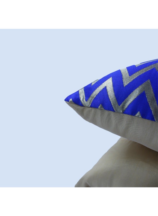 بيفت غطاء وسادة BYFT Orchard مقاس 16 × 16 بوصة (تصميم متعرج - أزرق ملكي) غطاء وسادة مزخرف فاخر مقاس 40 × 40 سم للأريكة والسرير وغرفة المعيشة - مجموعة من قطعتين مع حشوات  - Image 5