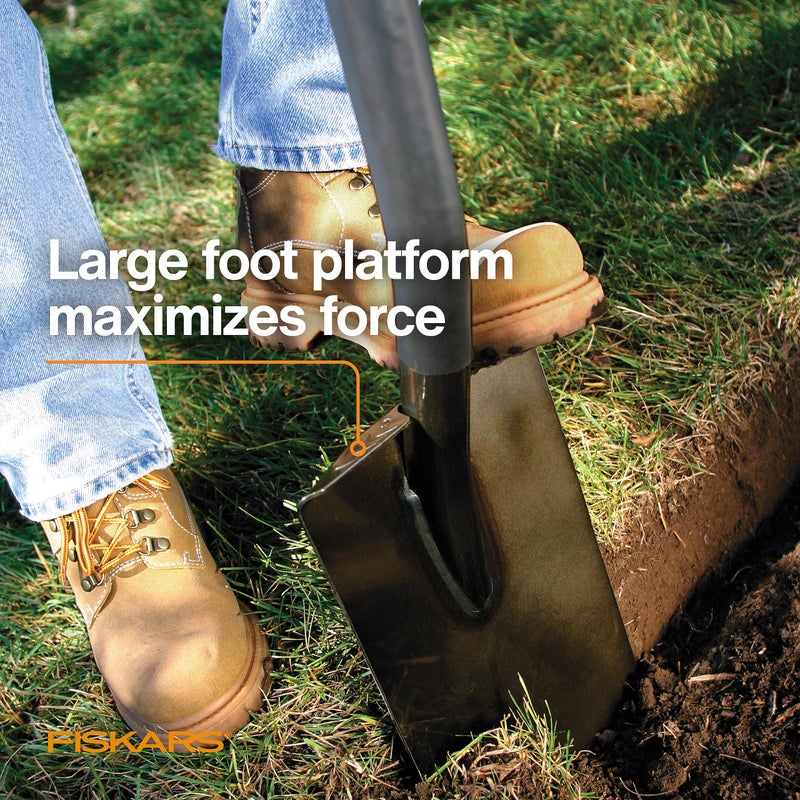 Fiskars Garden Shovel for Digging, Heavy Duty Steel Gardening Tool with Straight Handle - Image 4
