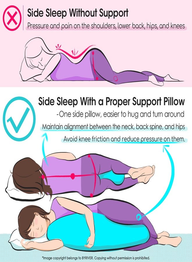 BYRIVER 39" Pink Purple Cute Body Pillow for Women Girl Side Sleepers, C Shaped Pregnancy Pillow, Anxiety Relief Hugging Pillow for Adults, 100% Cotton Pillow Cover, Gifts for New Mom (ZI-L) - Image 5