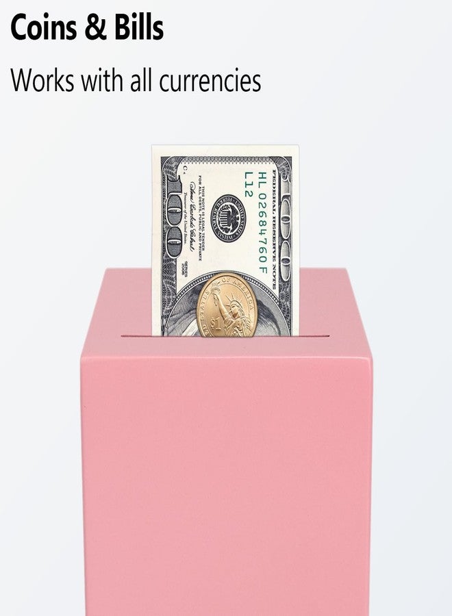 حصالة نقود غير قابلة للكسر من إيينهوشي للبالغين، يجب كسرها لفتحها، صندوق ادخار بتصميم متين، حاوية لتوفير النقود للبالغين، لون وردي - Image 4