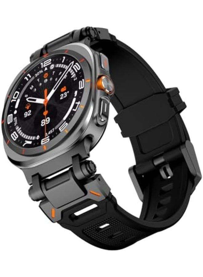 Compatible with samsung galaxy watch ultra 47mm Band for Men,Rugged TPU Silicone Sport Strap with Stainless Steel Connector for galaxy ultra 47mm bands - Image 1