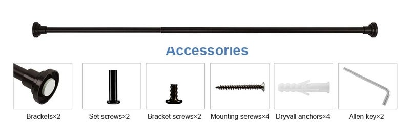 Bluejw Adjustable Closet Hanging Rod - Extendable Brown Curtain Rod for Bathroom, Living Room, & Shower Curtains - Spring Tension Rod with Shower Curtain Rings Included - Image 4