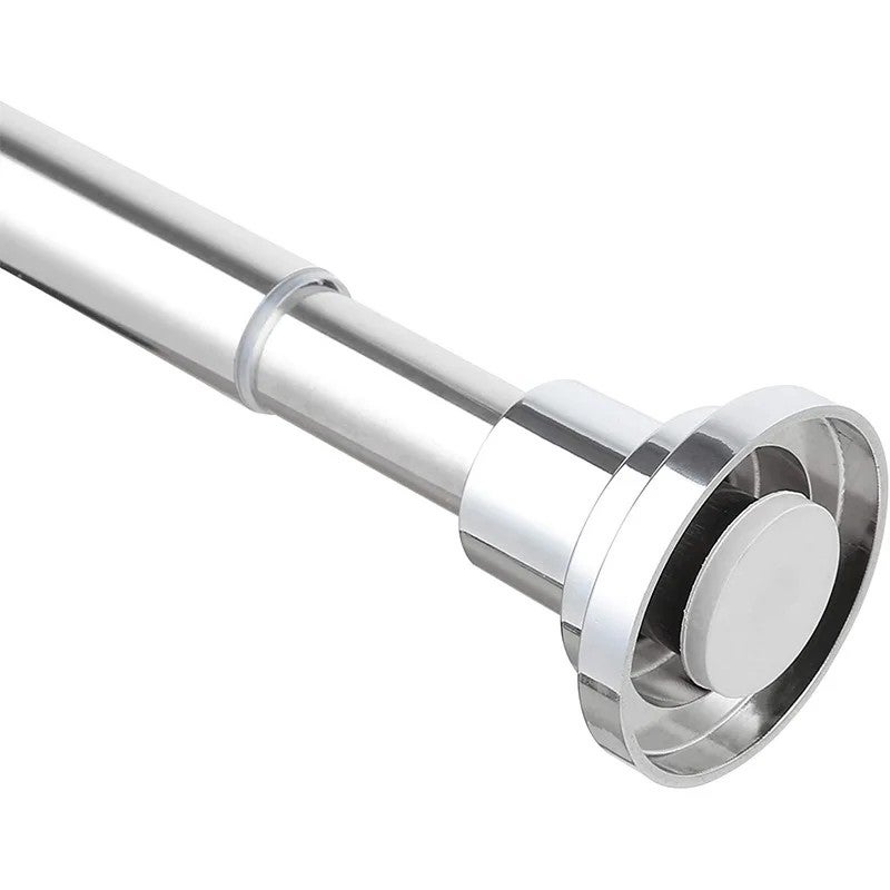 Bluejw Adjustable Closet Hanging Rod - Extendable Brown Curtain Rod for Bathroom, Living Room, & Shower Curtains - Spring Tension Rod with Shower Curtain Rings Included - Image 1