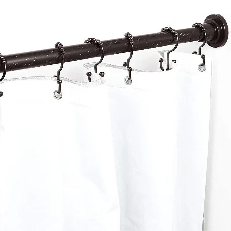 Bluejw Adjustable Closet Hanging Rod - Extendable Brown Curtain Rod for Bathroom, Living Room, & Shower Curtains - Spring Tension Rod with Shower Curtain Rings Included - Image 2