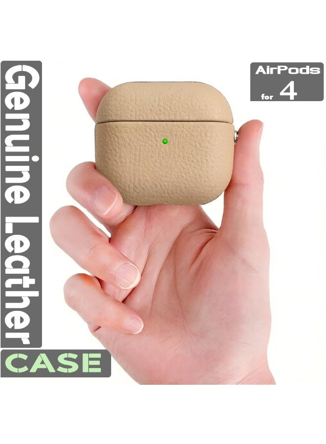 Samu Premium Genuine Leather Full-Cover Case for AirPods 4, 360° Protection Shockproof Earbuds Cover with Keychain, Wireless Charging Compatible ﻿ - Image 1
