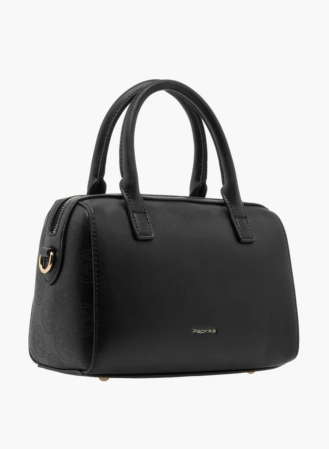 Paprika Women's Perforate Textured Tote Bag with Double Handle and Zip Closure