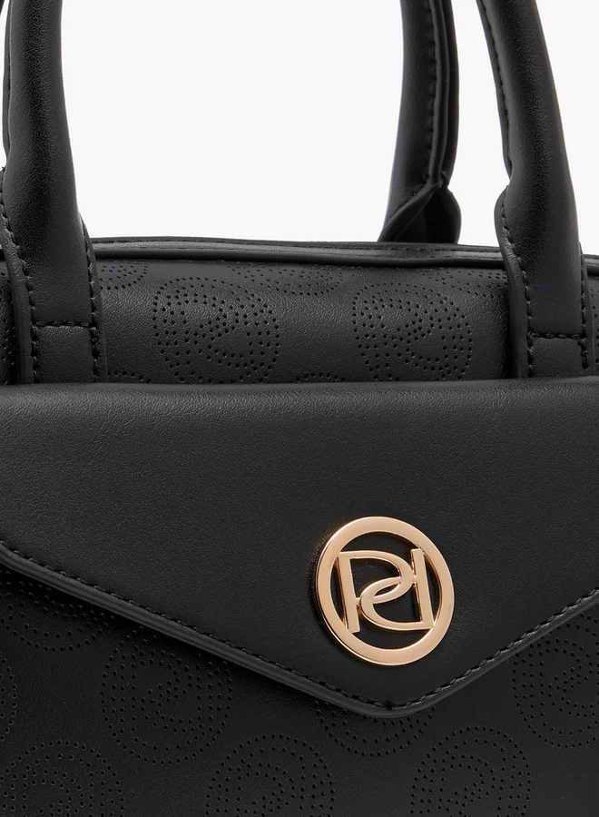 Paprika Women's Perforate Textured Tote Bag with Double Handle and Zip Closure
