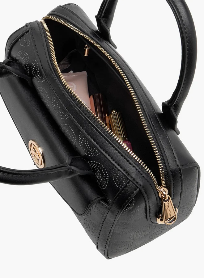 Paprika Women's Perforate Textured Tote Bag with Double Handle and Zip Closure