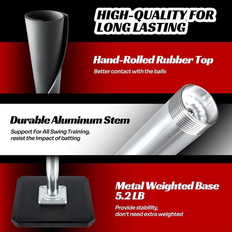 JASCOPRO Portable Batting Tee for Baseball/Softball - Height Adjustable 24-46 inches - Image 2