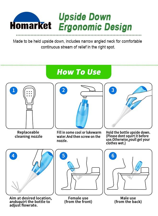 waterpulse Portable Travel Bidet Portable Bidet for Toilet Handheld Postpartum Perineal Cleansing Childbirth Cleaner - for Outdoor,Camping,Travling,Personal Hygiene, with Travel Bag, 450 ml Capacity - Image 4