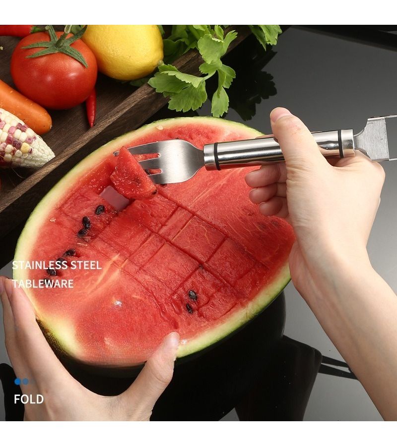 Watermelon Cutter Slicer 1pc 2 in 1 Cutting Fork Design Fast Fruit Divider Kitchen Gadget for Home Use - Image 2