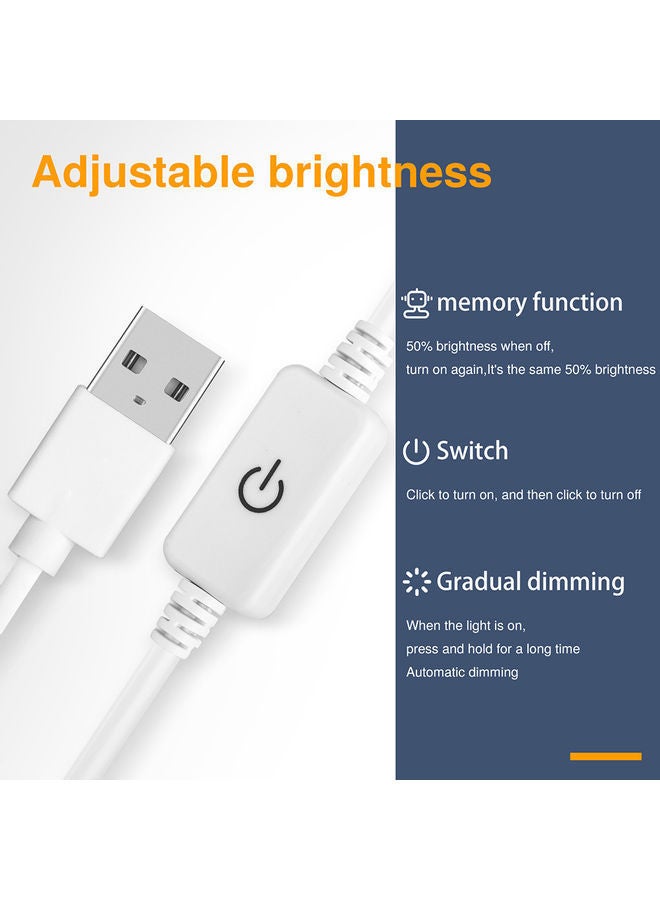 NIBEMINENT USB Dimmable 30 LEDs Strip Light Touching Control White 0.5meter - Image 4