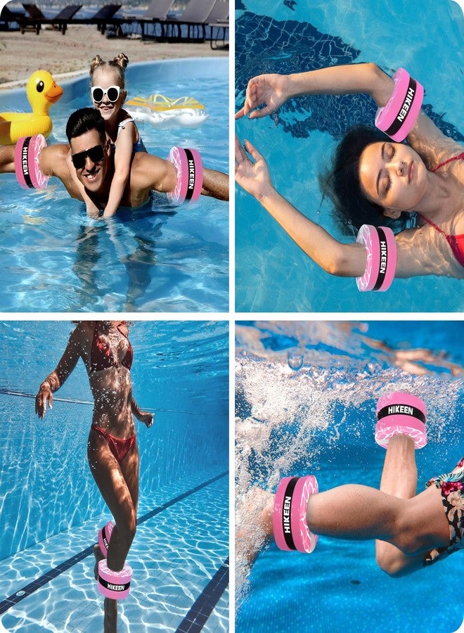 Hikeen Swim Aquatic Cuffs,High-Density EVA Water Aerobics Float Ring Fitness Pool Exercise Weights Set, Water Ankles Arms Belts with Adjustable Float for Swim Fitness Training (Pink) - Image 5