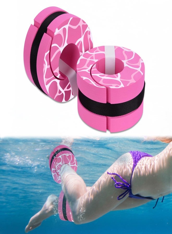 Hikeen Swim Aquatic Cuffs,High-Density EVA Water Aerobics Float Ring Fitness Pool Exercise Weights Set, Water Ankles Arms Belts with Adjustable Float for Swim Fitness Training (Pink) - Image 1