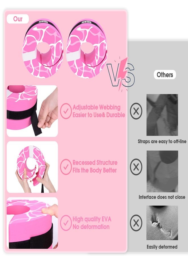 Hikeen Swim Aquatic Cuffs,High-Density EVA Water Aerobics Float Ring Fitness Pool Exercise Weights Set, Water Ankles Arms Belts with Adjustable Float for Swim Fitness Training (Pink) - Image 3