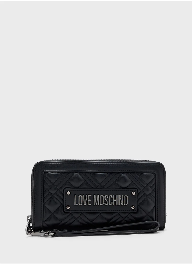 Love Moschino Quilted Zip Over Clutche