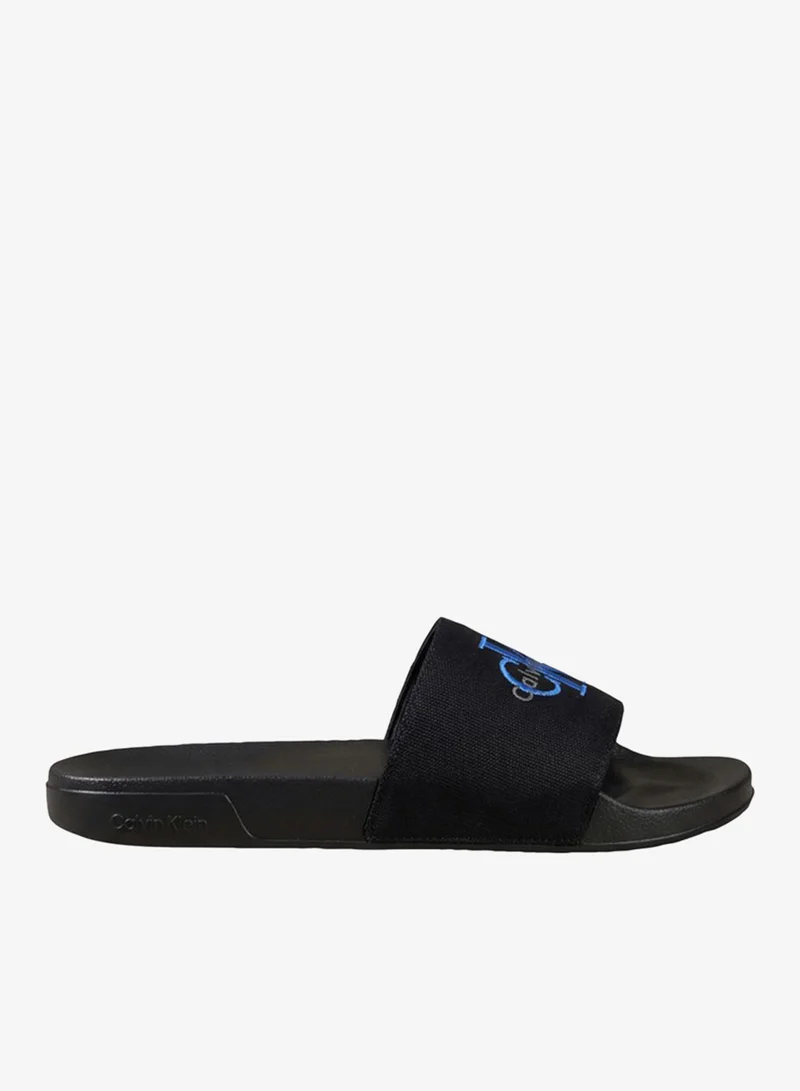 Calvin Klein Cotton Canvas Monologo Sliders