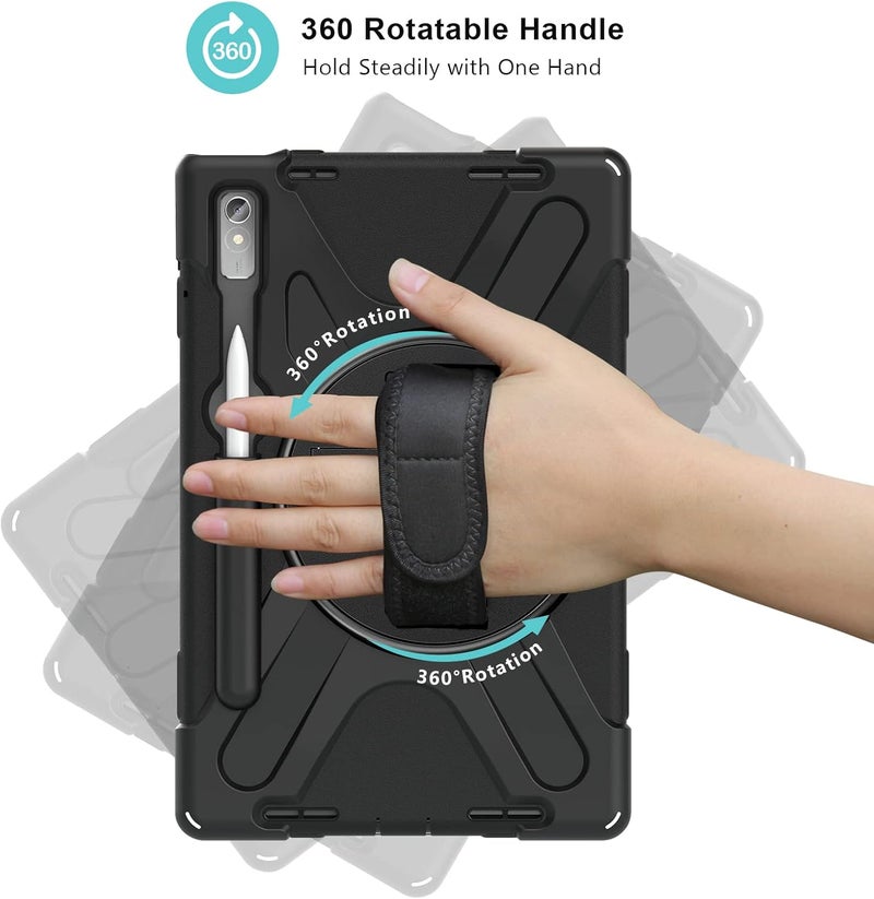 Procases For Lenovo Tab P11 Pro 11.2" Gen 2 2022 Tb-132Fu/Tb-138Fc Case, Rugged Heavy Duty Shockproof Cover With Hand Strap Shoulder Strap For 11.2 Inch Lenovo Tab P11 Pro 2Nd Generation -Black - Image 3