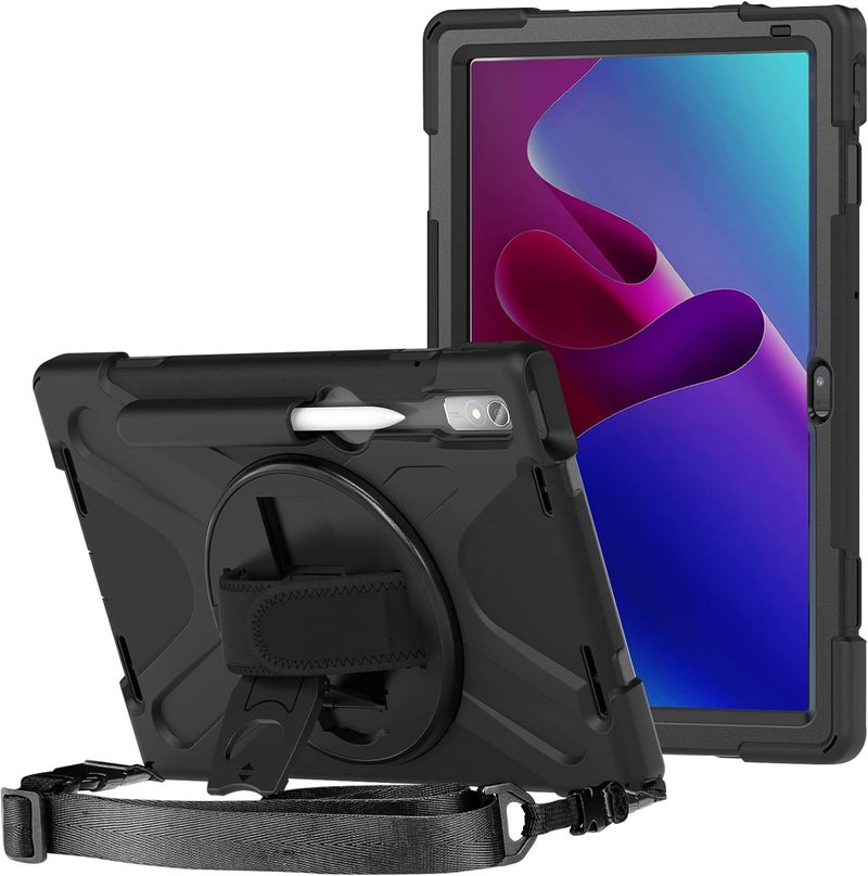 Procases For Lenovo Tab P11 Pro 11.2" Gen 2 2022 Tb-132Fu/Tb-138Fc Case, Rugged Heavy Duty Shockproof Cover With Hand Strap Shoulder Strap For 11.2 Inch Lenovo Tab P11 Pro 2Nd Generation -Black - Image 1