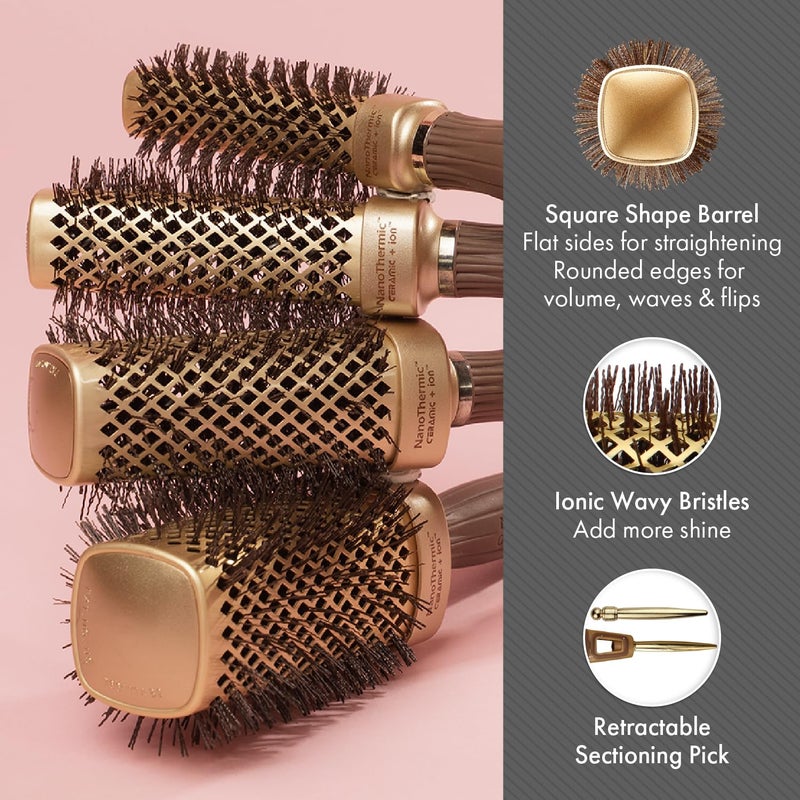 Olivia Garden NanoThermic Ceramic + Ion Square Shaper Thermal Hair Brush - Not Electrical - Professional Blowout Brush for Normal to Thick Hair - 2"-Diameter Barrel - NT-S50 - Image 3