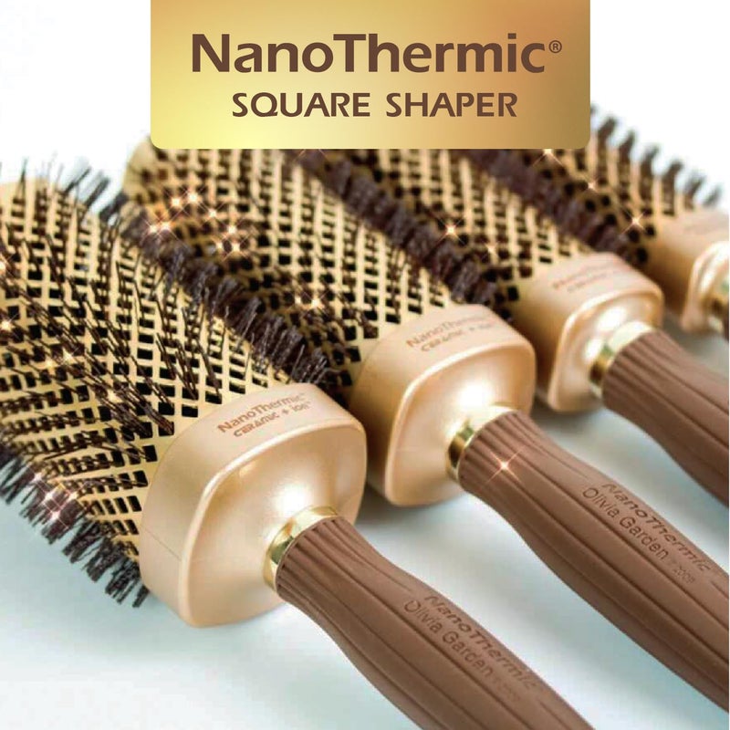 Olivia Garden NanoThermic Ceramic + Ion Square Shaper Thermal Hair Brush - Not Electrical - Professional Blowout Brush for Normal to Thick Hair - 2"-Diameter Barrel - NT-S50 - Image 5