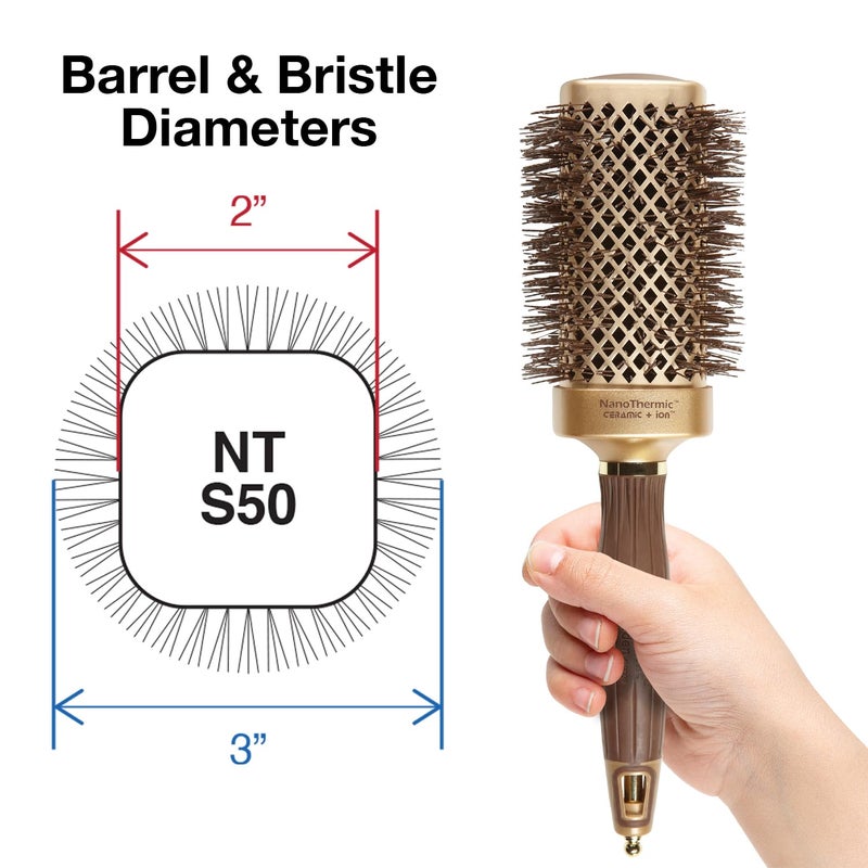 Olivia Garden NanoThermic Ceramic + Ion Square Shaper Thermal Hair Brush - Not Electrical - Professional Blowout Brush for Normal to Thick Hair - 2"-Diameter Barrel - NT-S50 - Image 1