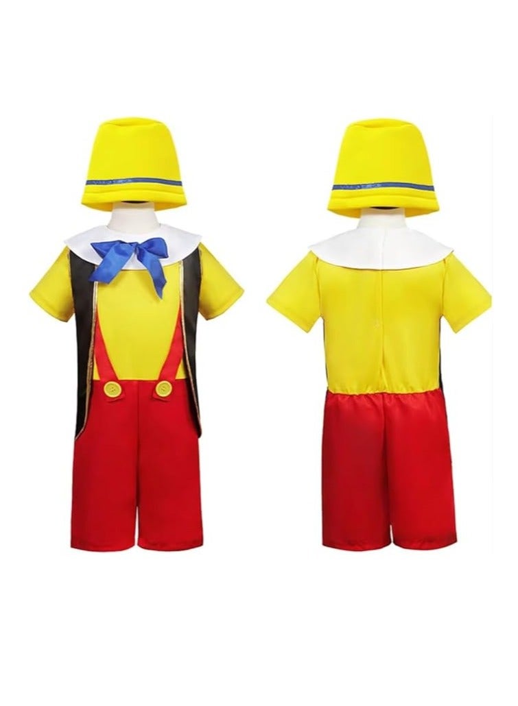 UKR Pinocchio Costume for Kids – Storybook Character Dress-Up Outfit for Boys & Girls (Ages 8–13, 110 cm) | Ideal for Book Week, Halloween & Role Play - Image 4