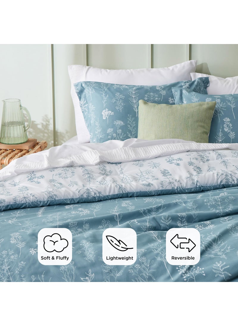 Bedsure Bedsure California King Comforter Set - Mineral Blue Comforter  Cute Floral Cali King Bedding Set  Gifts for Woman  3 Pieces  1 Soft Reversible Botanical Flowers Comforter and 2 Pillow Shams  - Image 3
