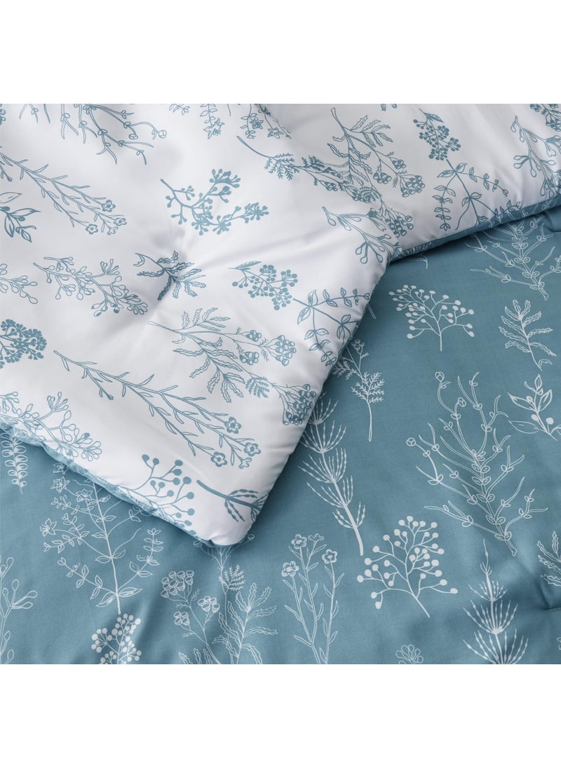 Bedsure Bedsure California King Comforter Set - Mineral Blue Comforter  Cute Floral Cali King Bedding Set  Gifts for Woman  3 Pieces  1 Soft Reversible Botanical Flowers Comforter and 2 Pillow Shams  - Image 5