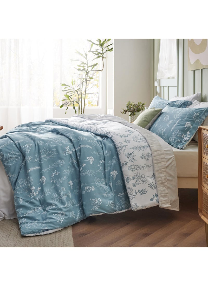 Bedsure Bedsure California King Comforter Set - Mineral Blue Comforter  Cute Floral Cali King Bedding Set  Gifts for Woman  3 Pieces  1 Soft Reversible Botanical Flowers Comforter and 2 Pillow Shams  - Image 4