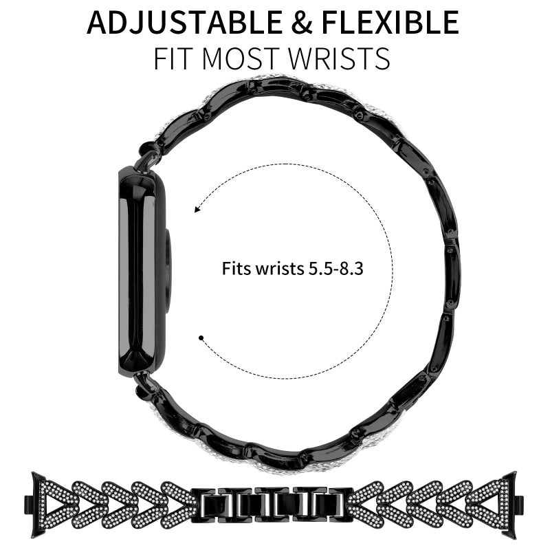 إيروريكس لساعة Redmi Watch 3 Active / Watch 3 Lite 20 مم سوار ساعة معدني صغير ملتوي من الألماس (أسود) - Image 2