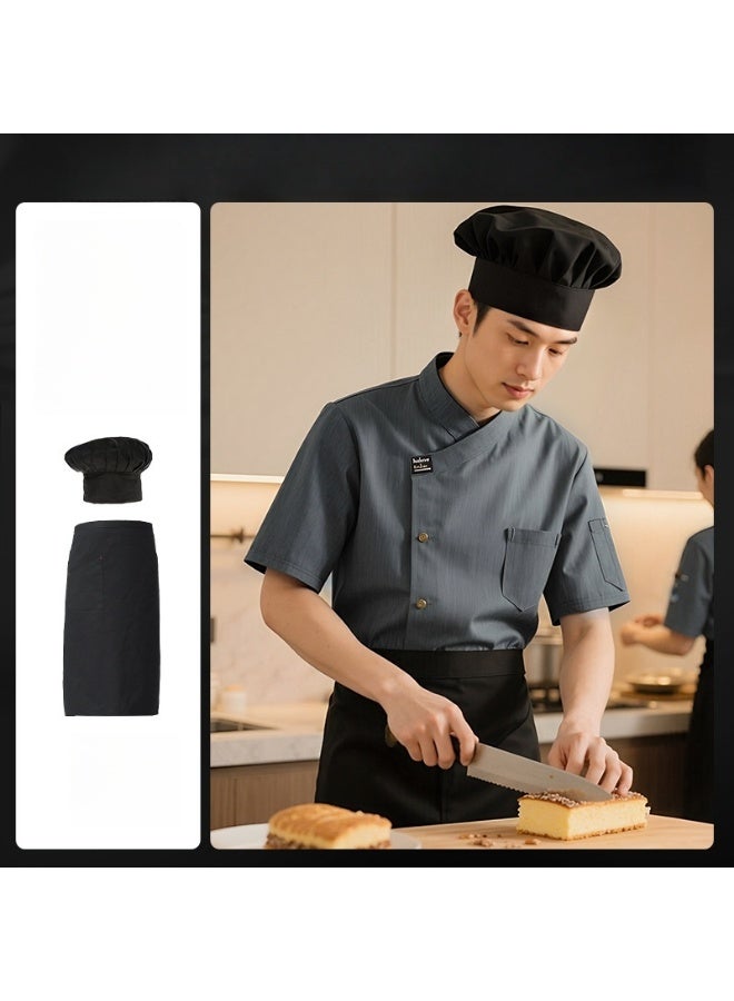 KUYING New Chef Workwear Top+Apron+Hat Set - Image 1