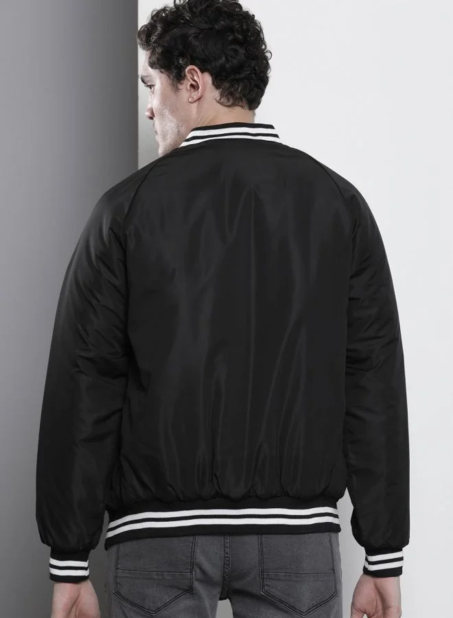 ذا انديان كراج كو The Indian Garage Co Men Slim Fit Solid Round Neck Long Sleeves Jacket