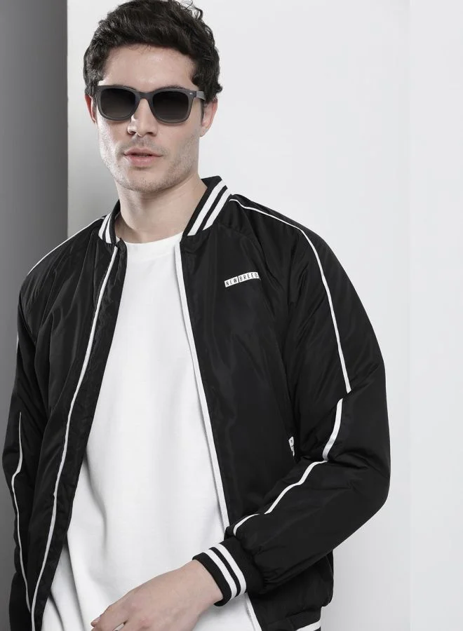 ذا انديان كراج كو The Indian Garage Co Men Slim Fit Solid Round Neck Long Sleeves Jacket