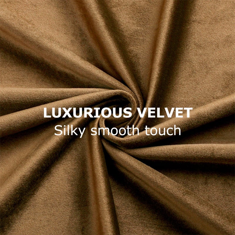 Dchola Gold Brown Velvet Curtains for Bedroom Window with Back Tab, Super Soft Vintage Luxury Heavy Drapes, Room Darkening Thermal Insulated Curtain for Living Room, W52 by L84 inches, 2 Panels - Image 3