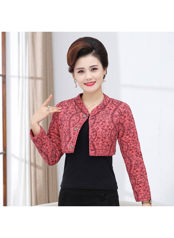 Autumn And Winter Mother's Wear Camel Cotton Shoulder Protection Thickened Cervical Support Small Waistcoat Middle-aged And Elderly Warm Long-sleeved Vest Women's Clothing