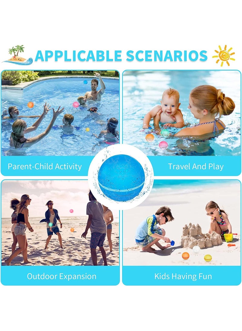Sweet seven مجموعة 6 قطع من بالونات الماء القابلة لإعادة الاستخدام - كرات رذاذ قابلة للتعبئة لألعاب الماء المثيرة. تعبئة سريعة وختم ذاتي. مثالية لمعارك الماء، المرح الصيفي، الحفلات، ولعب المسبح. - Image 4