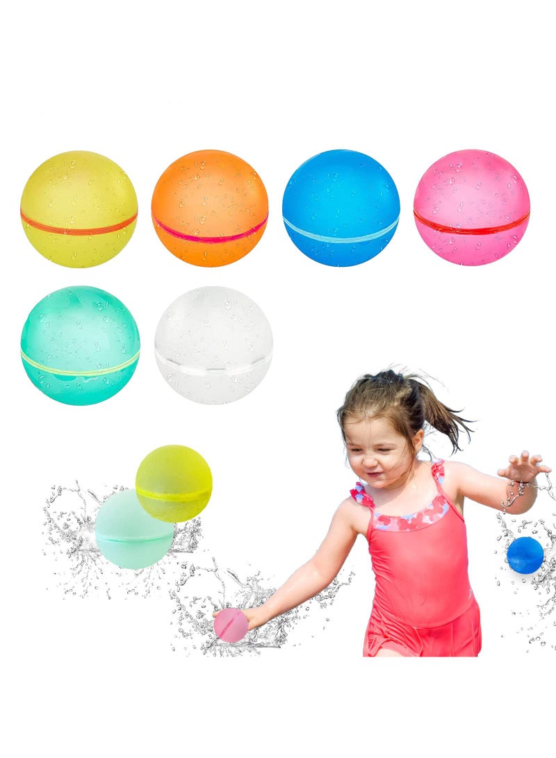 Sweet seven مجموعة 6 قطع من بالونات الماء القابلة لإعادة الاستخدام - كرات رذاذ قابلة للتعبئة لألعاب الماء المثيرة. تعبئة سريعة وختم ذاتي. مثالية لمعارك الماء، المرح الصيفي، الحفلات، ولعب المسبح. - Image 1